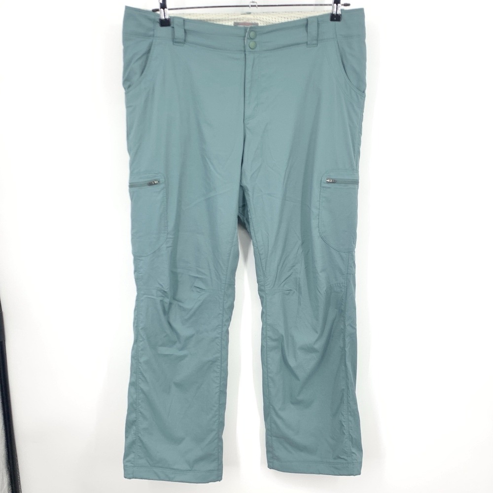 LL Bean Women Size 14 Pants Green‎ Cargo Nylon Fleece Lined Straight Leg Vista